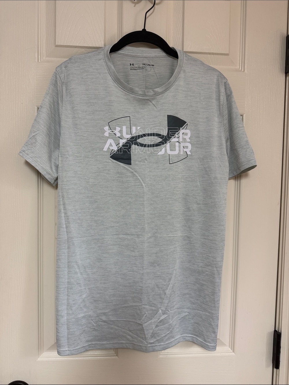 Under Armour Boys Heather Light Gray UA Logo Short Sleeve Tee